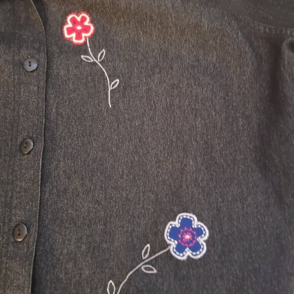 TanJay Ladies Button Front  Size Large Loose Fit Black Jean Shirt/Jacket - Picture 6 of 12